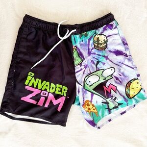 Invader Zim GIR Tie-Dye Split Swim Trunks Large Hot Topic Nickelodeon Novelty
